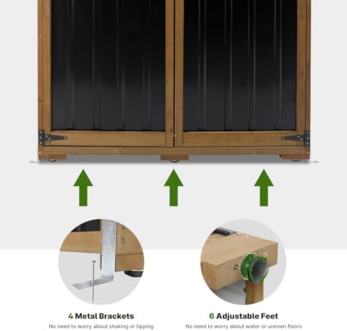 outdoor storage cabinet wood & metal with waterproof showing dimensions
