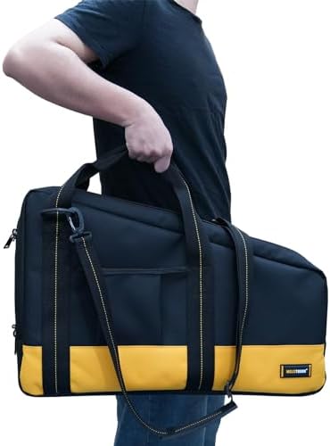 melotough heavy duty framing nail gun tool bag on a desk or shelf