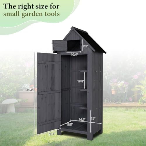 vingli outdoor wooden storage shed, garden shed outside, close-up detail