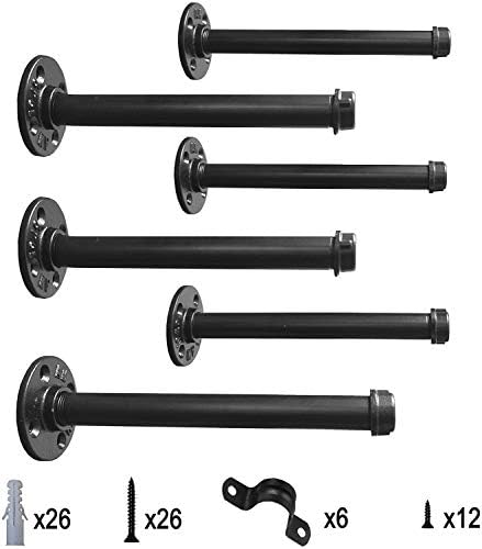 industrial black iron pipe shelf brackets –12 inch shown in use