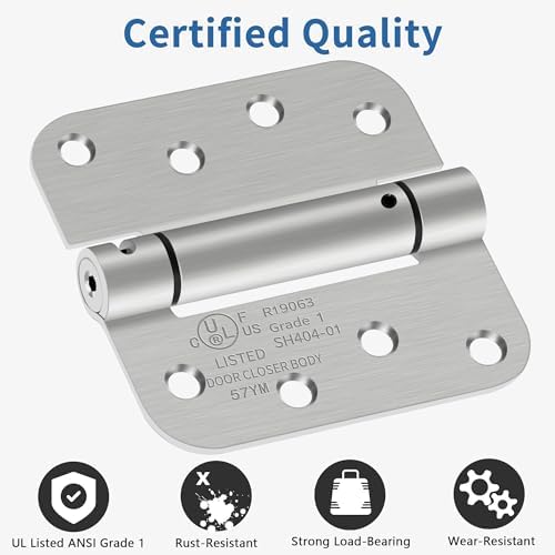 4 inch self closing door hinges, 5/8" radius, close-up detail
