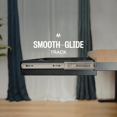 under desk drawer slide out attachment - carbon, front angle view