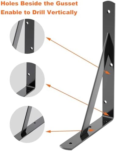 luckin 12-pack heavy duty shelf bracket, 10 inch, side view