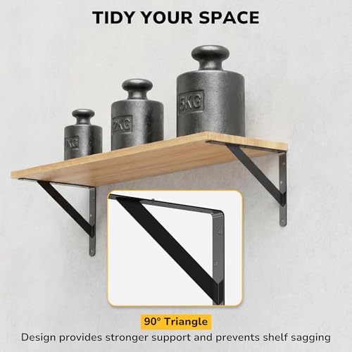 10 inch heavy duty shelf bracket, wall shelf, close-up detail