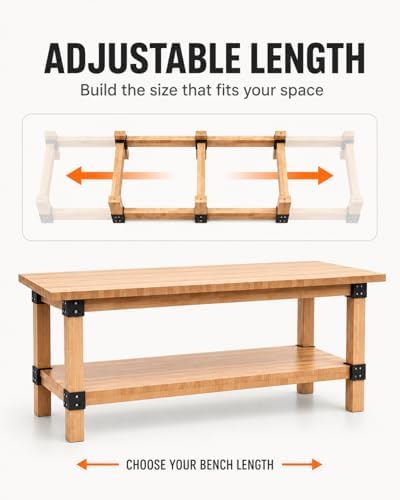workbench bracket kit 2x4 heavy-duty steel 3-way corner showing dimensions