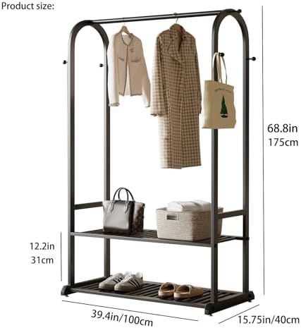 black clothing rack for hanging clothes,sturdy metal clothes shown in use