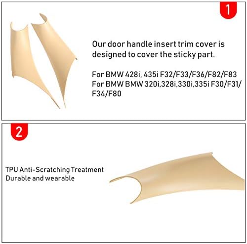 Jaronx 2PCS Door Handle Covers Compatible with BMW 3 Series 4 Series Driver Side & Passenger Side Door Pull Handle Covers (Compatible with BMW 320i,328i,330i,335i F30/F31 and 428i,435i F32/F36)(Beige)