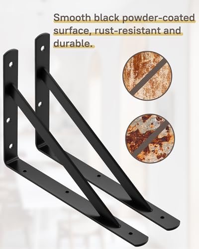 heavy duty shelf brackets, 12 x 8 inch showing dimensions