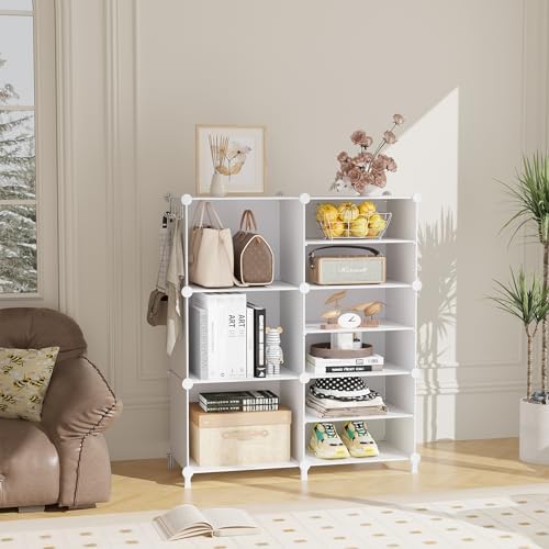 awtatos 6 cube closet organizer storage shelves, white shown in use