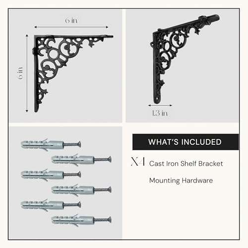 nach decorative shelf brackets, 4 pack of 6, package contents