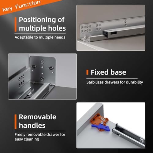 24 inch soft close undermount drawer slides,full extension,100, front angle view