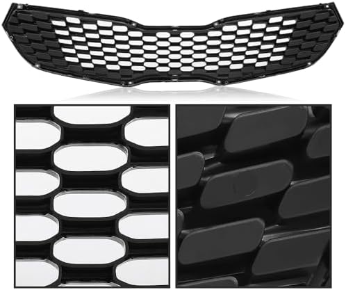 PIT66 Front Upper Bumper Grille Assembly Compatible with Kia Forte SX/EX/LX 2014-2016 Replacement KI1200156, 86350A7500, 86350-A7500 Chrome & Black