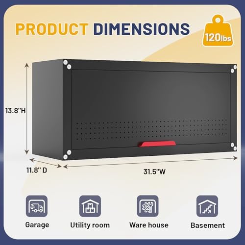eltean 31.5" metal wall cabinet,garage wall cabinet with, close-up detail