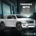 4PCS Fender Flares Compatible with Dodge Ram 1500 2WD/4WD 2019-2023 (Not Fit Rebel Models) Wheel Cover Accessories Smooth Pocket Riveted