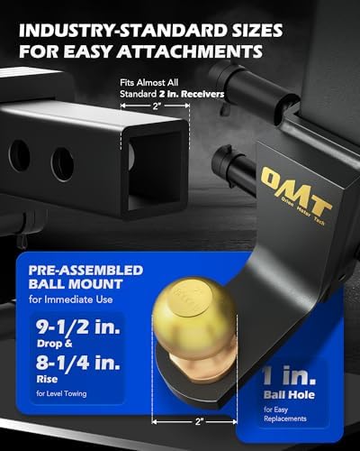 orion motor tech adjustable trailer hitch ball mount, package contents