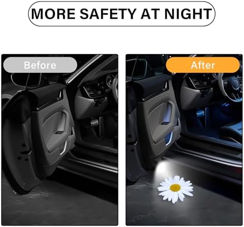 Car Door Lights Projector, 2PCS Daisy Car Door Projector Lights Universal Welcome Courtesy Ghost Shadow Lamp Fit for All Car Models Daisy