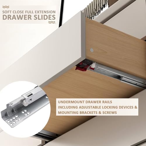 10 pairs 21 inch undermount drawer slides, self, side view