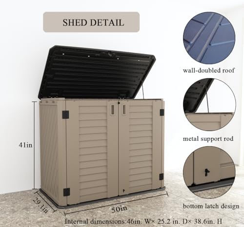 kinying outdoor storage shed - horizontal storage cabinet, close-up detail