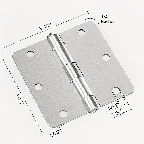 door hinges brushed nickel - 12 pack 3.5 shown in use