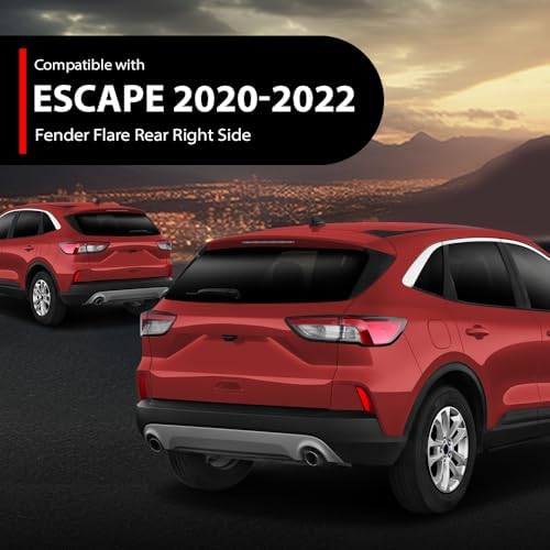 DOTCOM Rear Right Fender Flares Fit Ford Ford Escape 2020-2022 | Fit Ford Escape SE Sport Hybrid 2020,Wheel Opening Arch Trim,Factory Smooth Style,Passenger Side