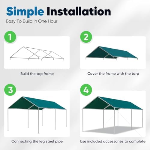 quictent 10x15 ft heavy duty car canopy galvanized, package contents