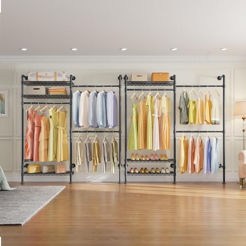 timate f2 industrial pipe clothes rack wall mounted, front angle view