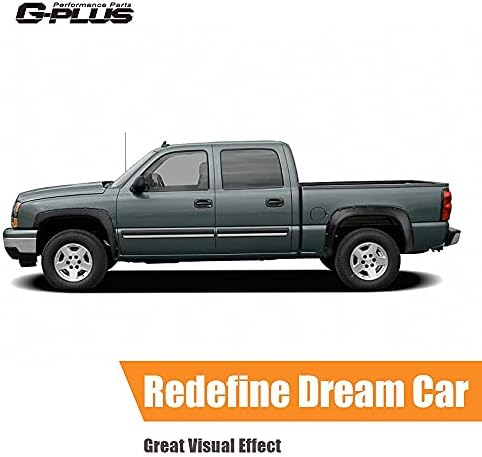G-PLUS Fender Flares Wheel Flares Textured Pocket Rivet | Compatible with 99-06 Chevy Silverado GMC Sierra 1500 2500 3500 & HD (07 Classic models Only) Only Fit Fleetside 78.0"
