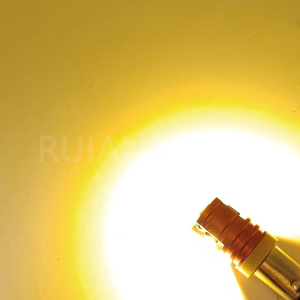 Ruiandsion BAX9S Yellow LED Bulbs 2-Pack, Fits H6W 64132 38161, 10-30V for Instrument Panel, Gauge Cluster, Parking City & Dashboard Courtesy Lights