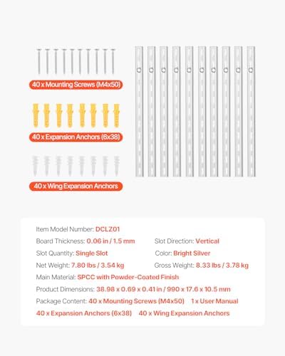 vevor shelf pilaster, 39-inch 10 pack, upright wall on a desk or shelf
