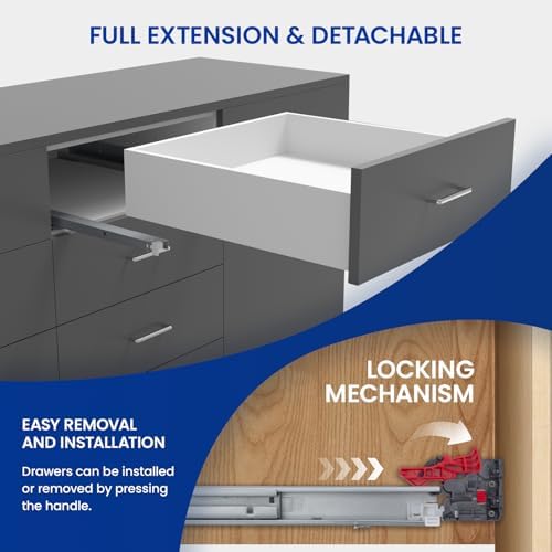 lontan 1 pair hidden undermount soft close drawer, front angle view