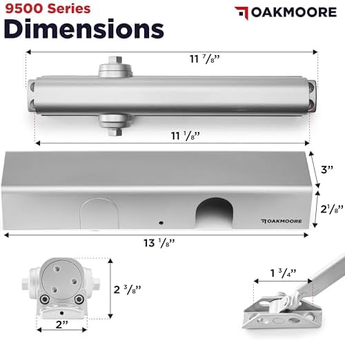 heavy duty commercial door closer, automatic self closing, close-up detail