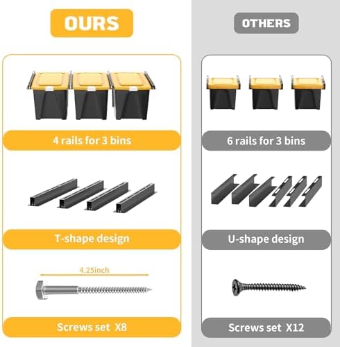 walmann ceiling tote storage rails, heavy duty garage showing dimensions