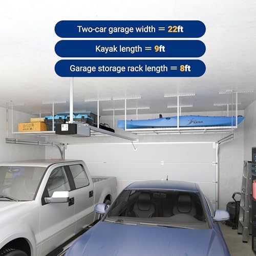 fleximounts 4x8 overhead garage ceiling storage rack organization, side view