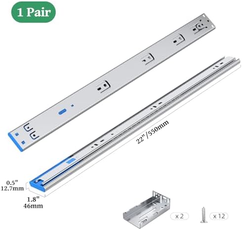 soft close full extension ball bearing drawer slides on a desk or shelf