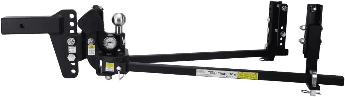 Weigh Safe TrueTow Heavyweight Distribution Hitch - Adjustable 10" Drop with 2.5" Shank - Built-in Scale to Measure Tongue Weight & Distributed Tongue Weight with 4-Area sway Control - 22,000 lbs GTW