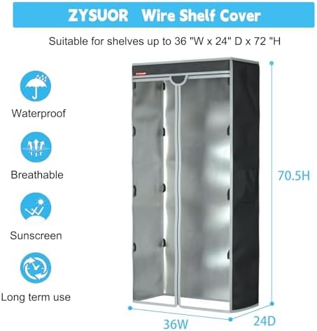 shelf cover for storage shelving rack, fits 36"x24"x72", close-up detail