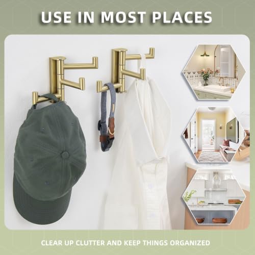 angle simple swivel towel hooks 2 pack, brushed, front angle view