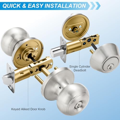 plustool 4 pack exterior door lock set, satin, side view