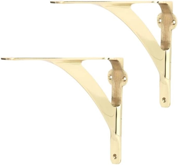 a29 shelf brackets, solid brass, polished brass finish shown in use