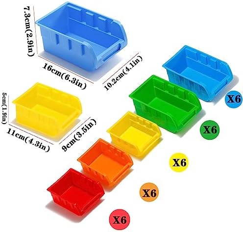 30-bin wall mounted storage bins kit, tool organizer, close-up detail