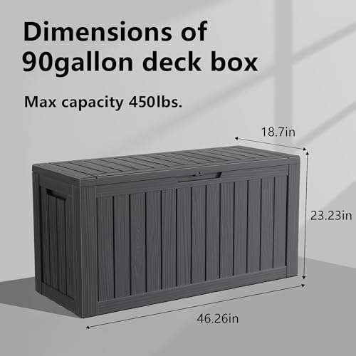 easyup 90 gallon outdoor storage box waterproof, uv shown in use