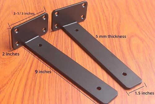 9 inch black hidden l shelf bracket (1/5, close-up detail