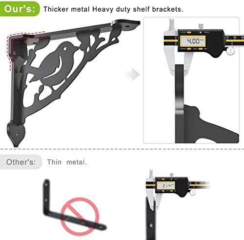 seleware 4 pack 10" heavy duty shelf brackets, close-up detail