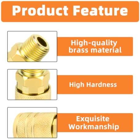 gasher 12pcs 3/8"mnpt brass industrial coupler,1/4 flow quick showing dimensions