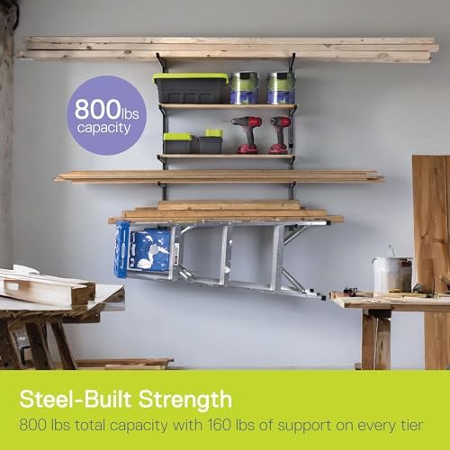 delta heavy duty lumber storage rack cycle, holds, close-up detail