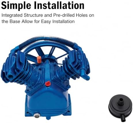 air compressor pump head 175psi 3hp 850rmp twin, front angle view