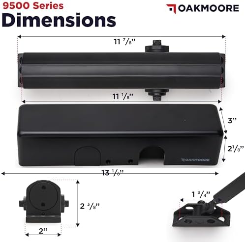 heavy duty commercial door closer, automatic self closing, close-up detail