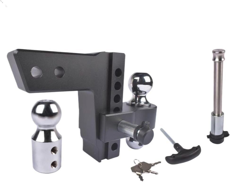 Adjustable Trailer Hitch Fits 2.5 Inch Receiver 6 Inch Drop Rise Heavy Duty Aluminum Drop Hitch 18500 LBS GTW