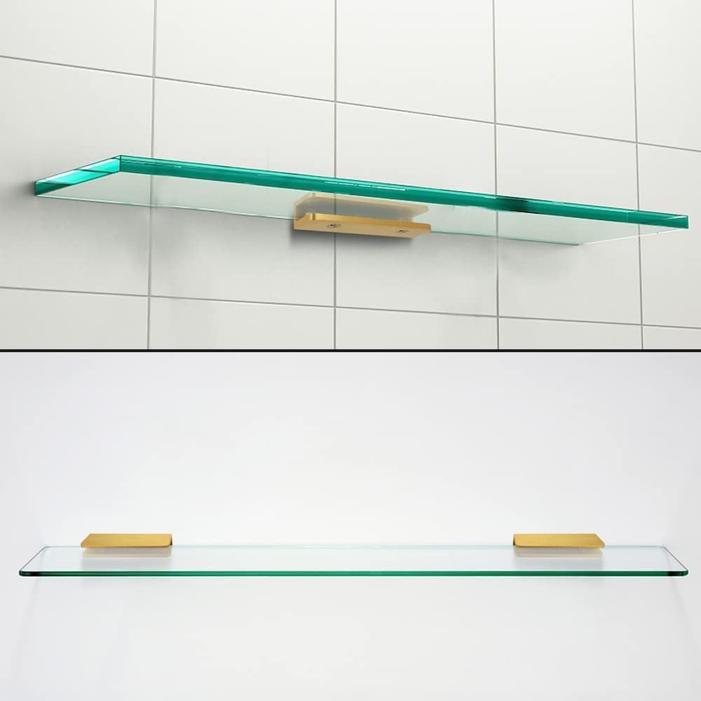 lukloy solid brass glass shelf bracket with 3, side view