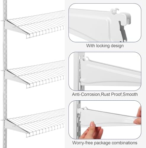 croblissful 47.5 inch twin rail upright wall shelving showing dimensions